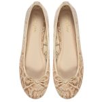 נעלי בלרינה / נעלי בובה בצבעי זהב ולבן מנוחשות - Garlic