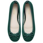נעלי בלרינה קטיפה ירוקות מעויינים - Green Geranium