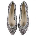 נעלי בלרינה / נעלי בובה שפיץ אפור מנצנץ Grey Multi Daisy Point