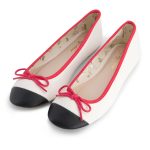 נעלי בלרינה לבנות עם קצה כחול כהה ופס אדום - Apple 1 צד נוסף