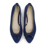 Blue olive point נעלי בלרינה שפיץ דמוי קטיפה כחולות