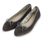 נעלי בלרינה נעלי בובה שפיץ קטיפה אפורות Grey Olive Point 3