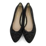 נעלי בלרינה נעלי בובה שפיץ שחורות עם נצנצים כסופים Black Silver Stars