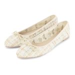 Peanuts Point - נעלי בלרינה / נעלי בובה שפיץ סיבי חום-לבן